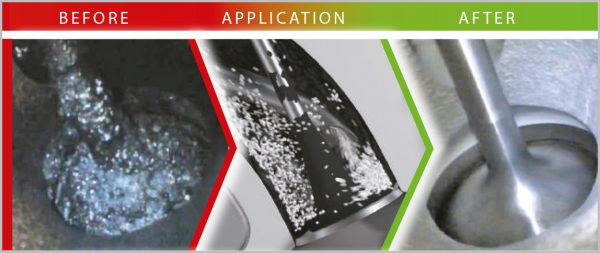 Granulat do czyszczenia kanałów dolotowych oraz zaworów microflex® 933 - przed czyszczeniem/po czyszczeniu